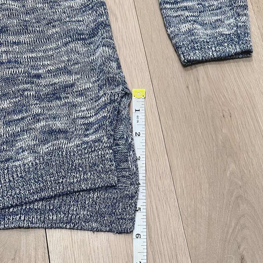 Stitches and Stripes Long Sleeve Cold Shoulder Sweater Marled Blue Medium - Picture 6 of 11